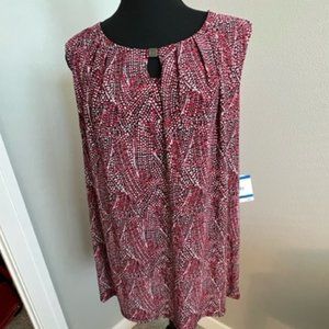 Kasper Red Black and White sleeveless top